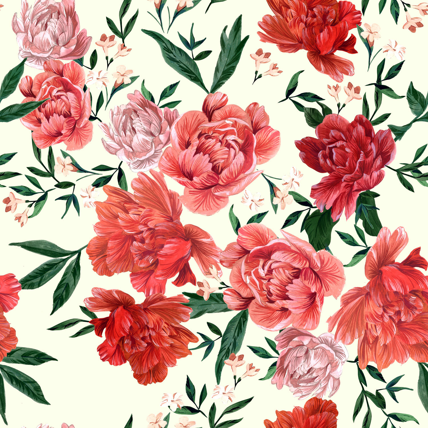 Gouache Florals — surface design by Meg Fear
